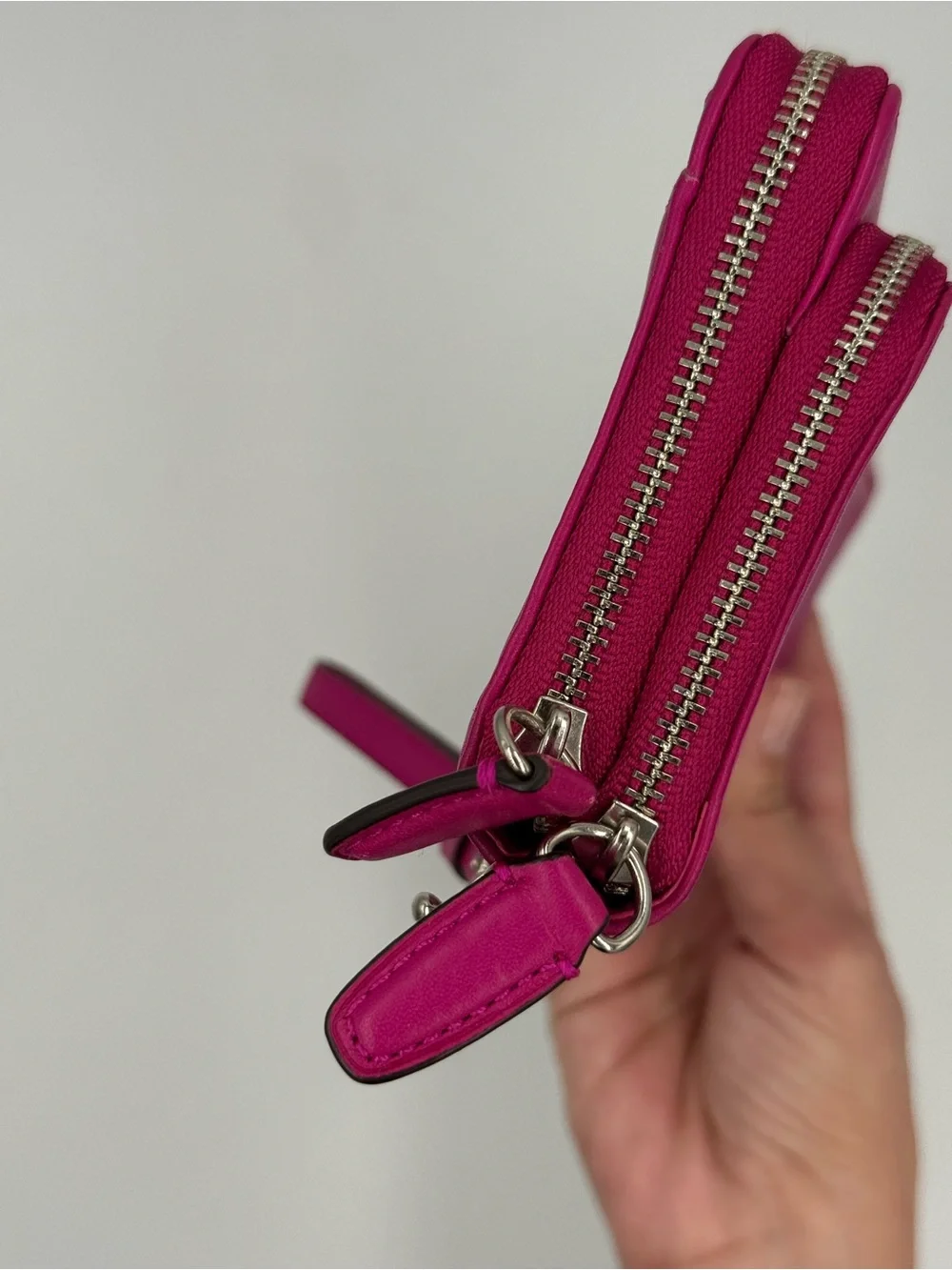 Coach Magenta Leather Zip Wristlet